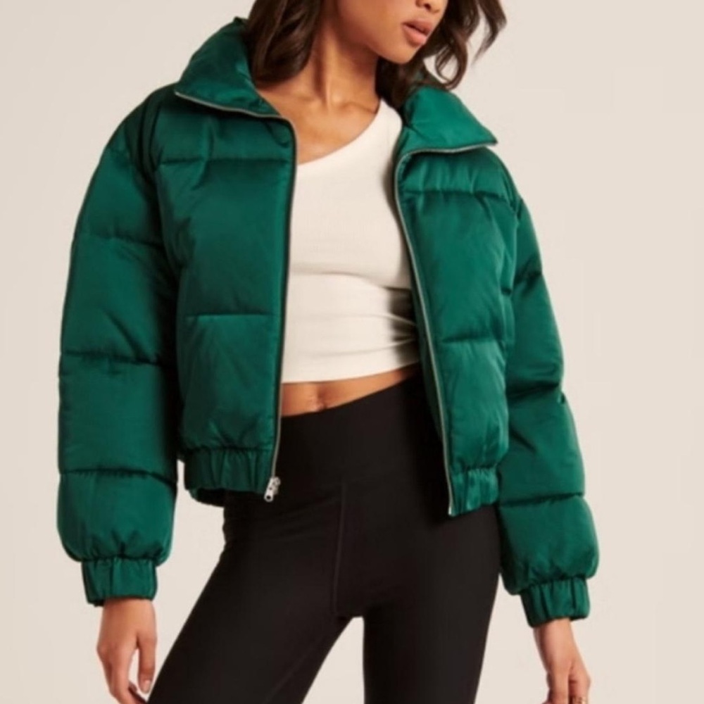 Abercrombie A&F Ultra Mini Puffer Jacket- Green XS (like new)